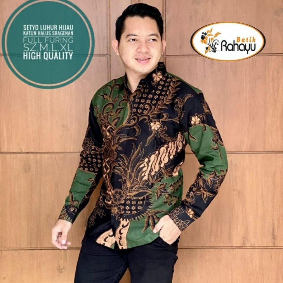 SETYO LUHUR RAHAYU KEMEJA BATIK PRIA SOLO LENGAN PANJANG PENDEK LAPIS FURING ATASAN PREMIUM MODERN