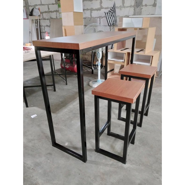 Minibar minimalis set 2 kursi Multipleks kombinasi besi hollow galvanis