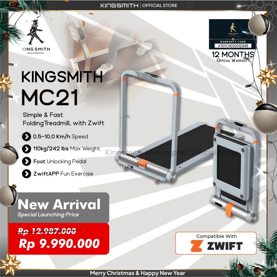 Kingsmith MC21 WalkingPad Foldable Zwift Treadmill - Garansi Resmi