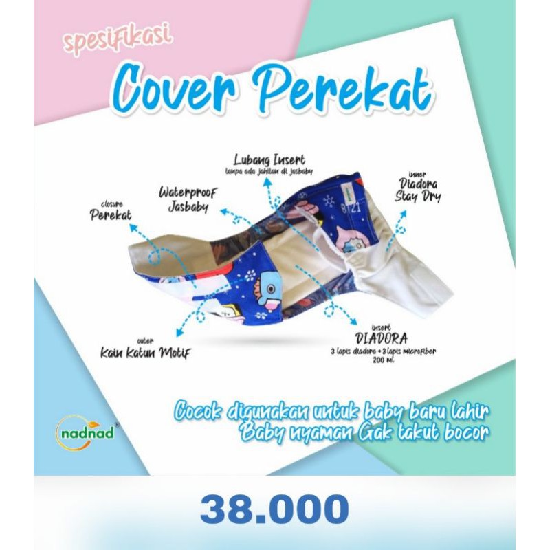 clodi nadnad by sakina coveria tipe velcro dan pant