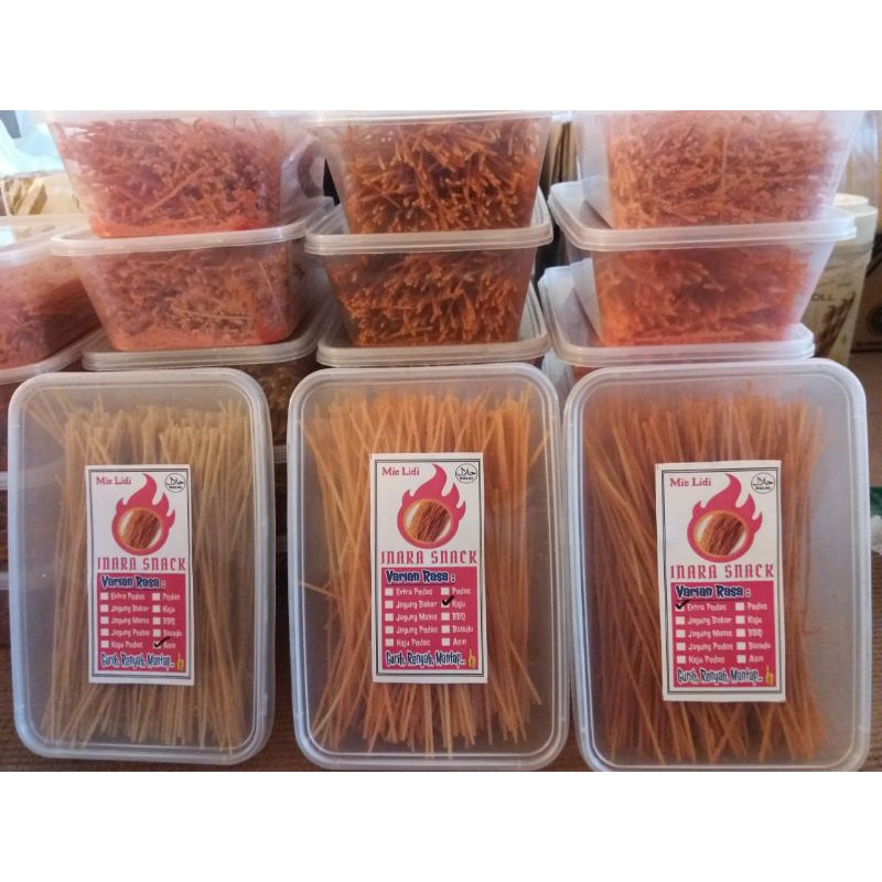 

Mie lidi || Mie biting inara snack kemasan box/tepak 150gr