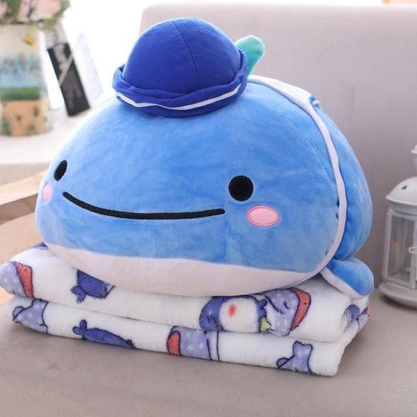 Siap-Kirim HFUN Balmut Bantal Selimut Boneka Ikan Paus import Order Hari Ini ✪
