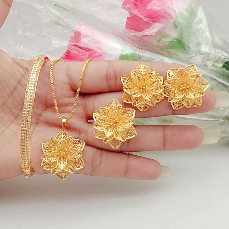Set perhiasan bunga kendari lapis emas paling ngtrend