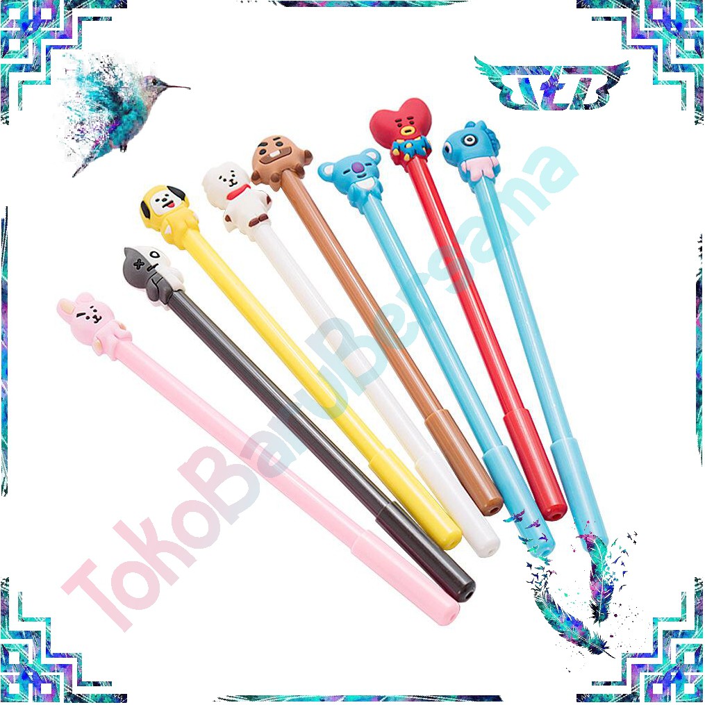 

PENA BT21 CUTE BLACK INK GEL PEN CARTOON BALLPOINT SCHOOL STATIONERY PENA IMPORT R147