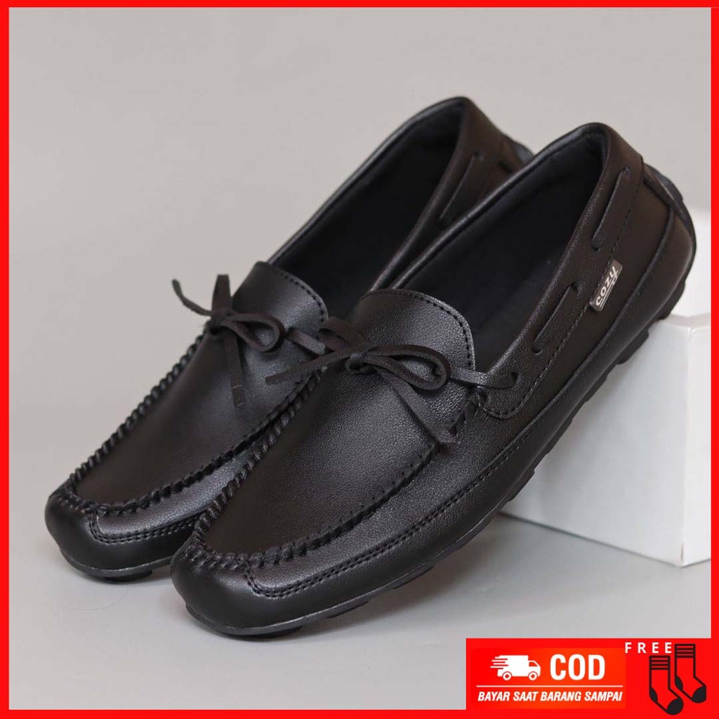 MOLK|Sepatu Casual Kasual Slip On Pria Santai Tali Kulit Syintetik Model Mocasin Selop Slop Cowok Trendy