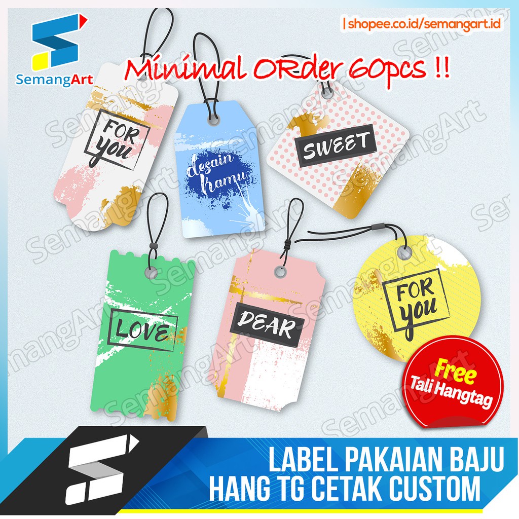

Cetak Label Merk Pakaian Baju Hangtag Hanging Tag FREE tali Semangart