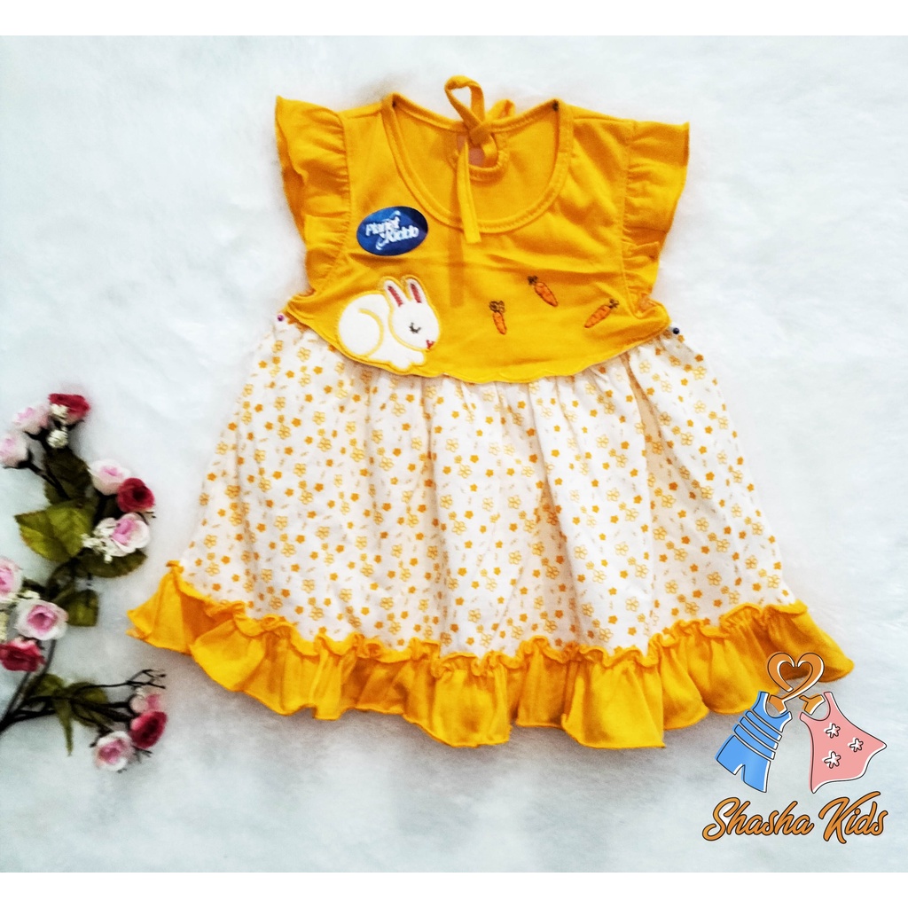 [L-031] Baju Bayi Perempuan/ Dress Bayi Perempuan Planet Kids cantik motif lucu 0-6bln