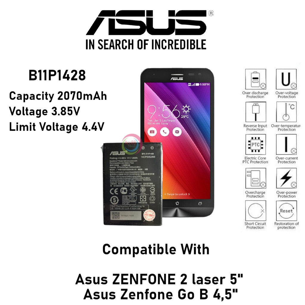 Baterai Batre Battery Original Asus Zenfone Go B 4,5 inch ZB452KG / X014D / B11P1428