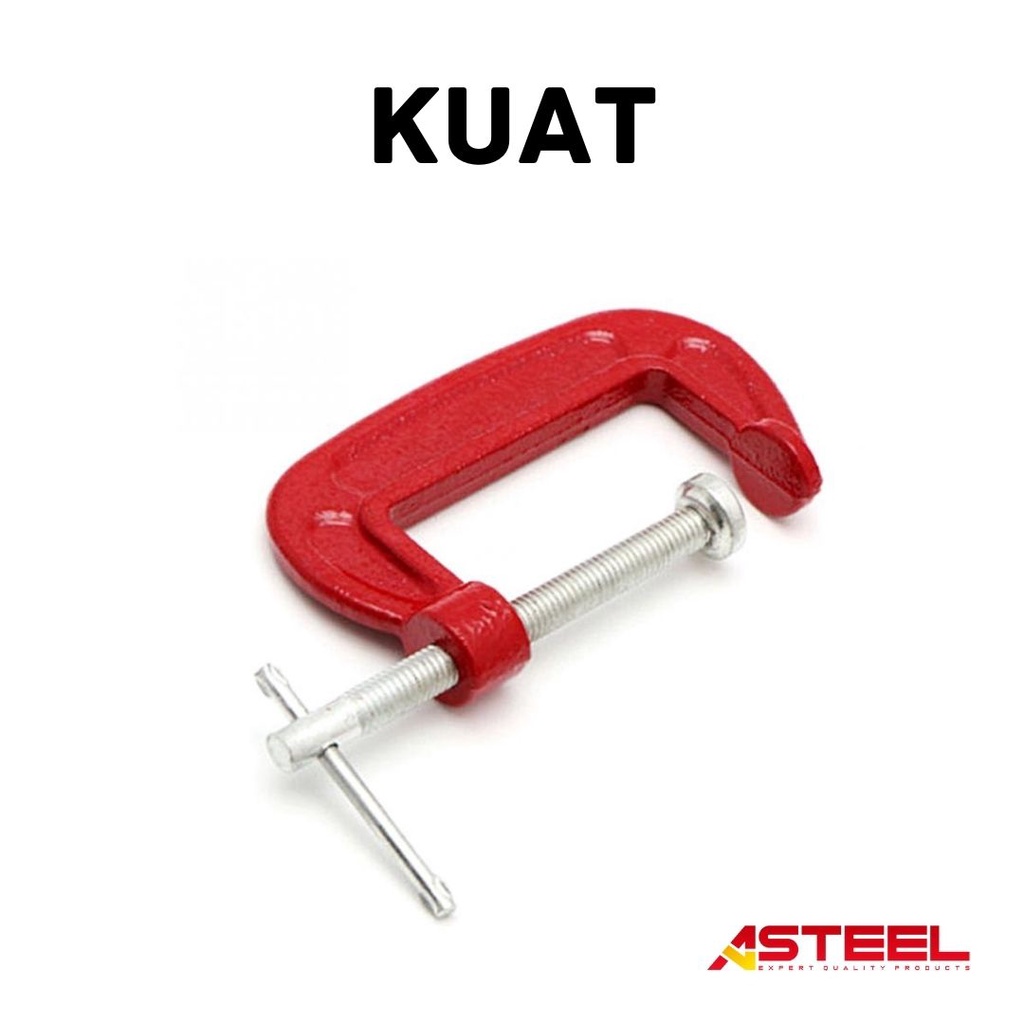 ASTEEL 3PCS Clamp - Clamp C - Clamp C Set - Alat Penjepit - C Clamp Set 1 2 3 Inch Penjepit Kayu Besi - Alat Jepit