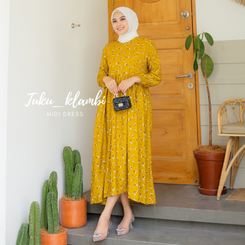 Midi Dress Terbaru 2022 Kekinian Jumbo Ld 130 120 140 Gamis Busui