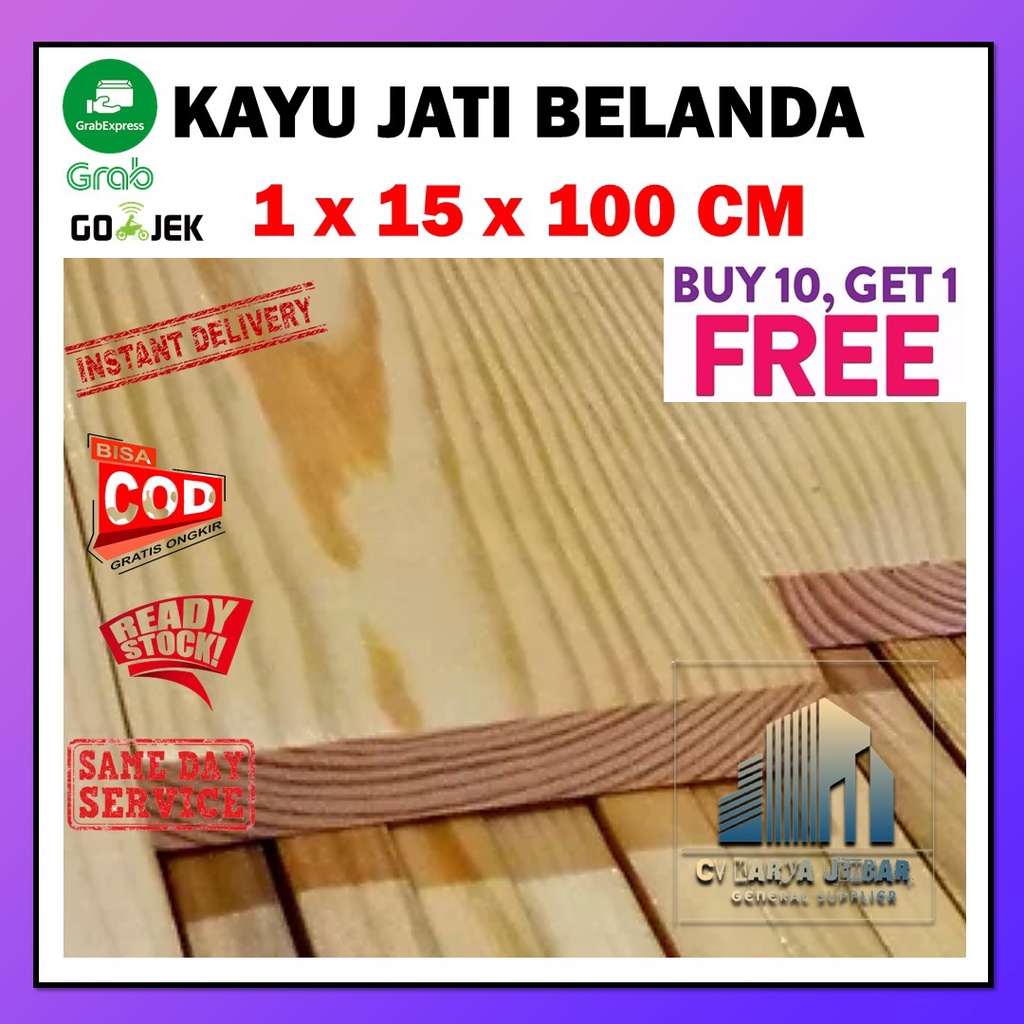 PAPAN KAYU PALET PINUS JATI BELANDA SERUT HALUS 100X15X1 CM Papan kayu Papan kayu lembaran 2 meter P