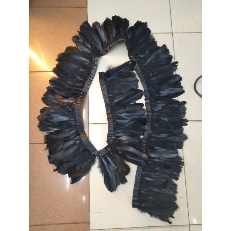 Bulu Ayam Renda/180cm Hitam-Bulu Dekor-Bulu Bahan Dasar