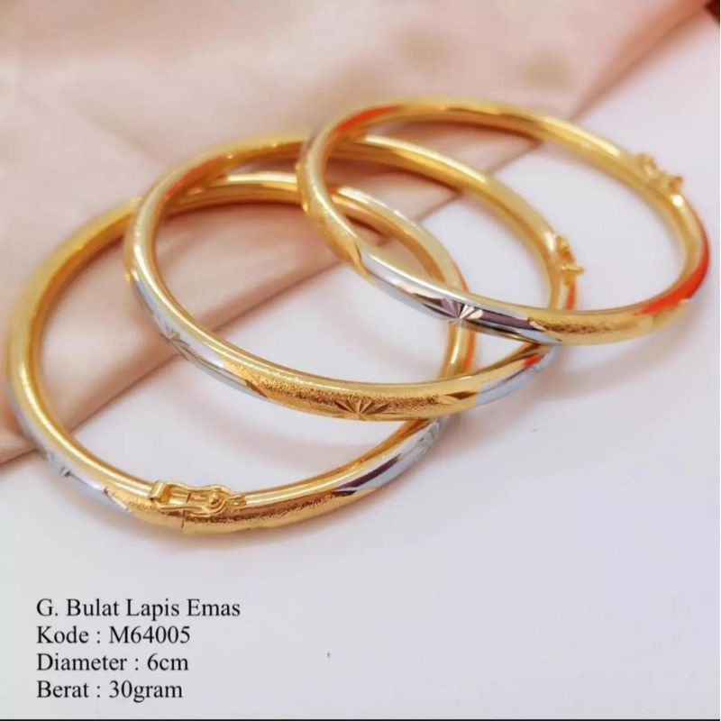 3pcs Gelang Keroncong Titanium Lapis Emas Premium Quality ANTI KARAT 62139