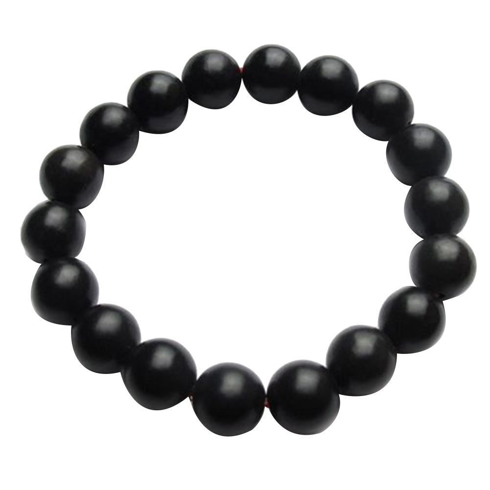 Hu Hu Hu Hu Hu Alat Bantu Pasang Kacamata♡ Gelang Manik-Manik Batu Hitam Minimalis Ukuran 8 / 10mm Untuk Pria / Wanita