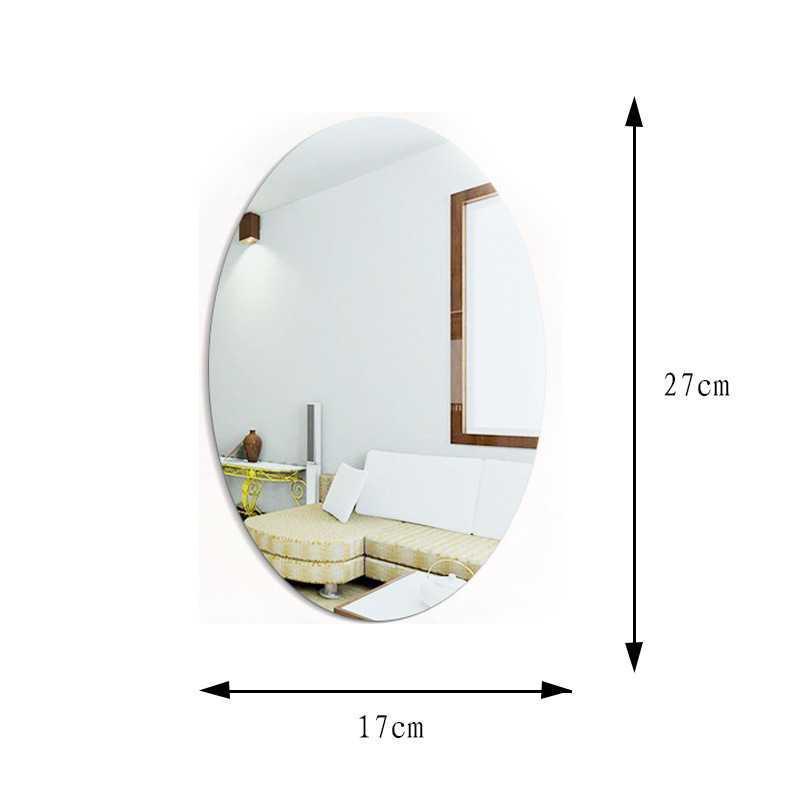 Cermin Oval Wallpaper Stiker  Dinding Kaca Hiasan Kamar Mandi Mirror Akrilik Dekorasi Rumah Estetik F703