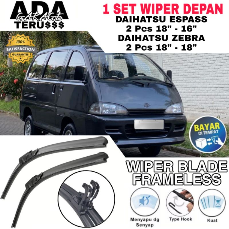 Wiper Blade Frameless Mobil Daihatsu ESPASS/ZEBRA Sepasang 2 Pilihan Ukuran Full Karet Anti Baret Pe
