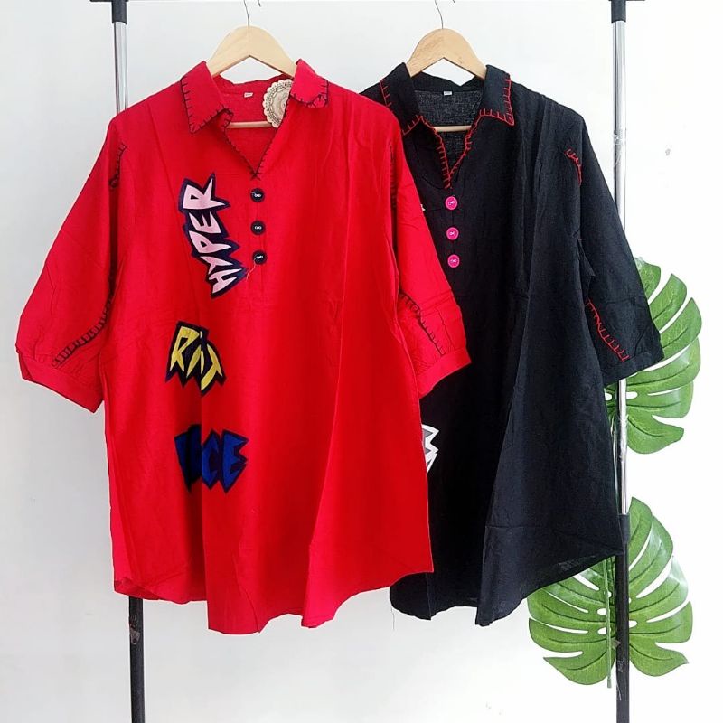 oversized shirt kemeja wanita brand mosco big size fit to XXXL 3L bahan katun halus premium lengan p