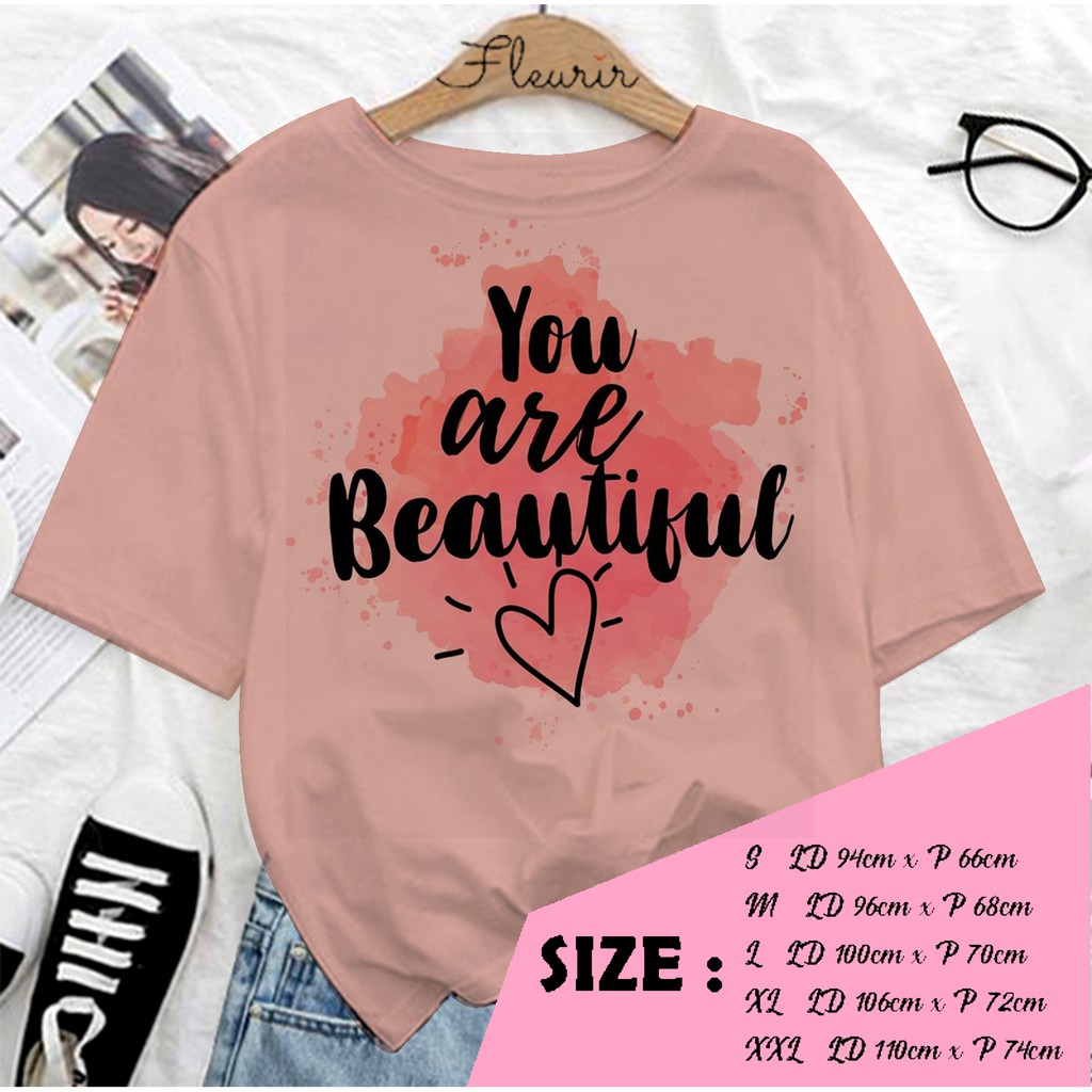 FLEURIR - KAOS YOU ARE BEAUTIFUL UNISEX DEWASA LENGAN PENDEK TEE UNISEX