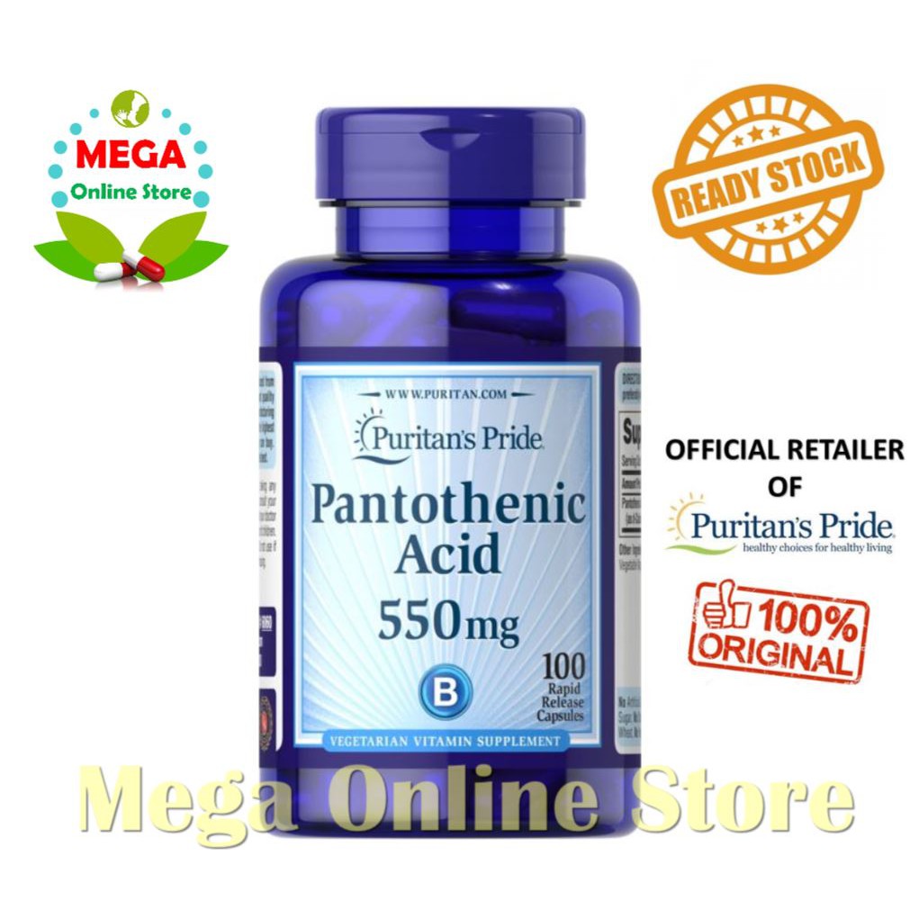 Puritan Pride Pantothenic Acid 550 mg 100 Caplets untuk Jerawat