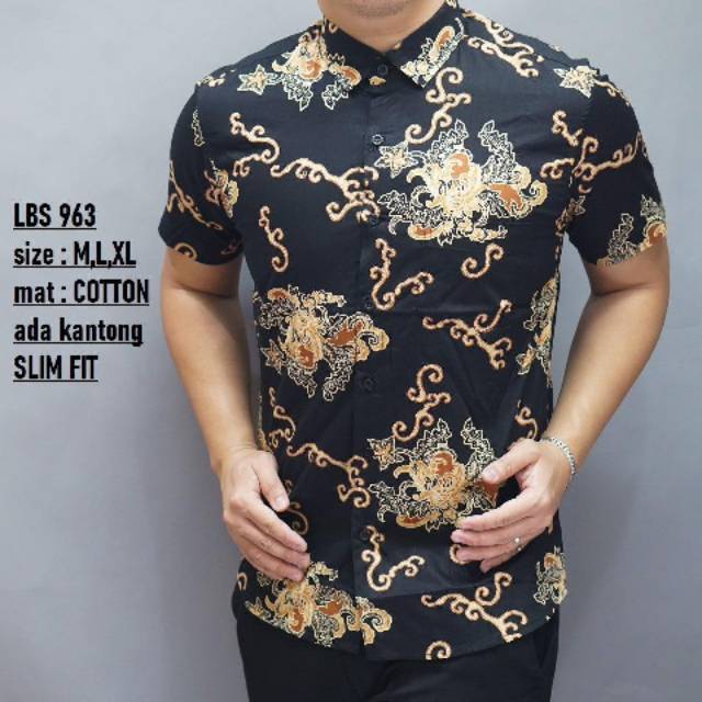 BATIK KEMEJA PRIA SLIMFIT LENGAN PENDEK LBS149