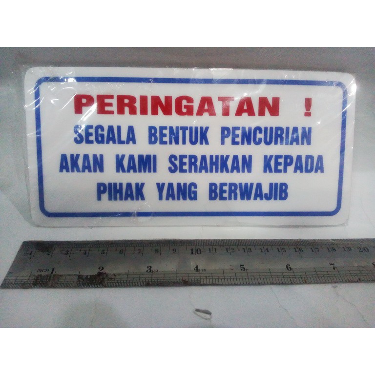 

Label tulisan papan "Peringatan pencuri toko" signboard plat di kasir
