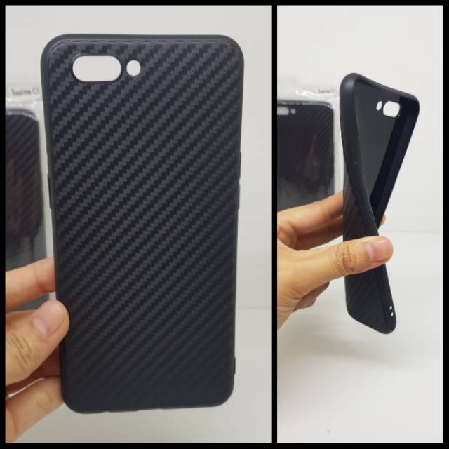 Soft Case Realme C1 6.2 inchi Black TPU Fiber Carbon Realme C1 Casing Realme C1 A1603