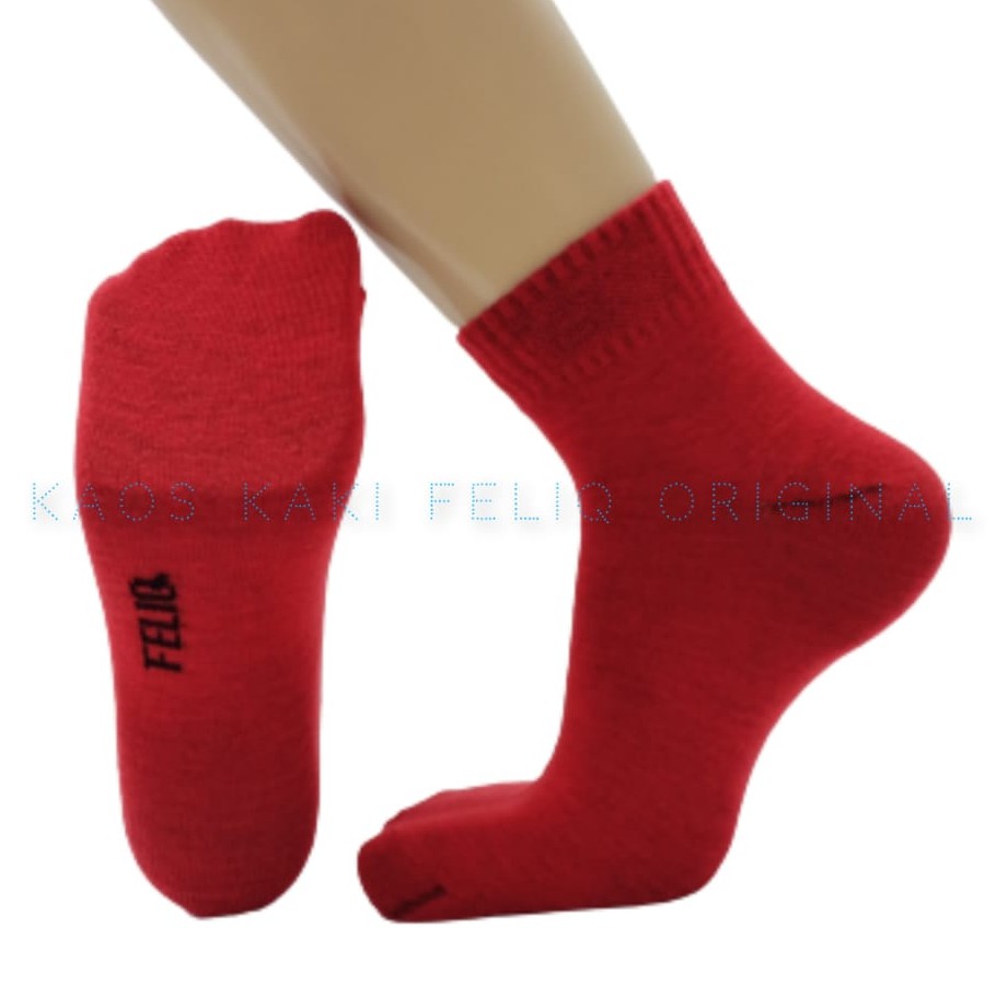 Perpasang Kaos Kaki Tebal Bahan Pe/Kaos Kaki Ankle Sport Feliq-MERAH CABE