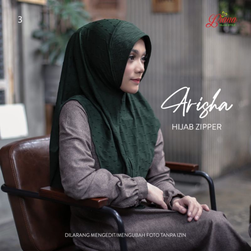 Jilbab Bergo Instan Zipper Starda Arisha 101 Ori Liana-Army