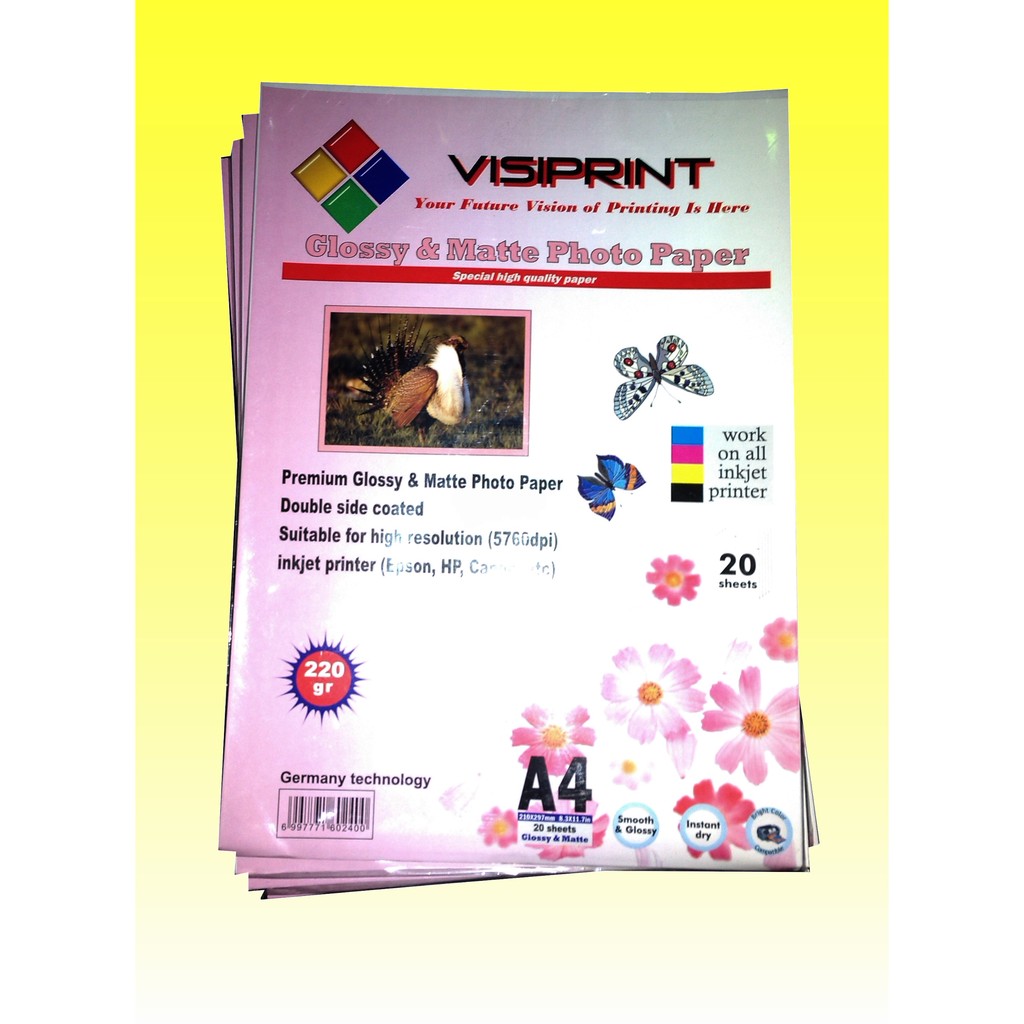 Kertas foto phot paper dua sisi double side glossy -260gsm Visi