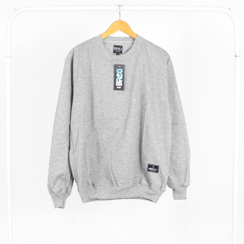 BRCO Crewneck Sweater Wanita Pria Polos Abu Muda