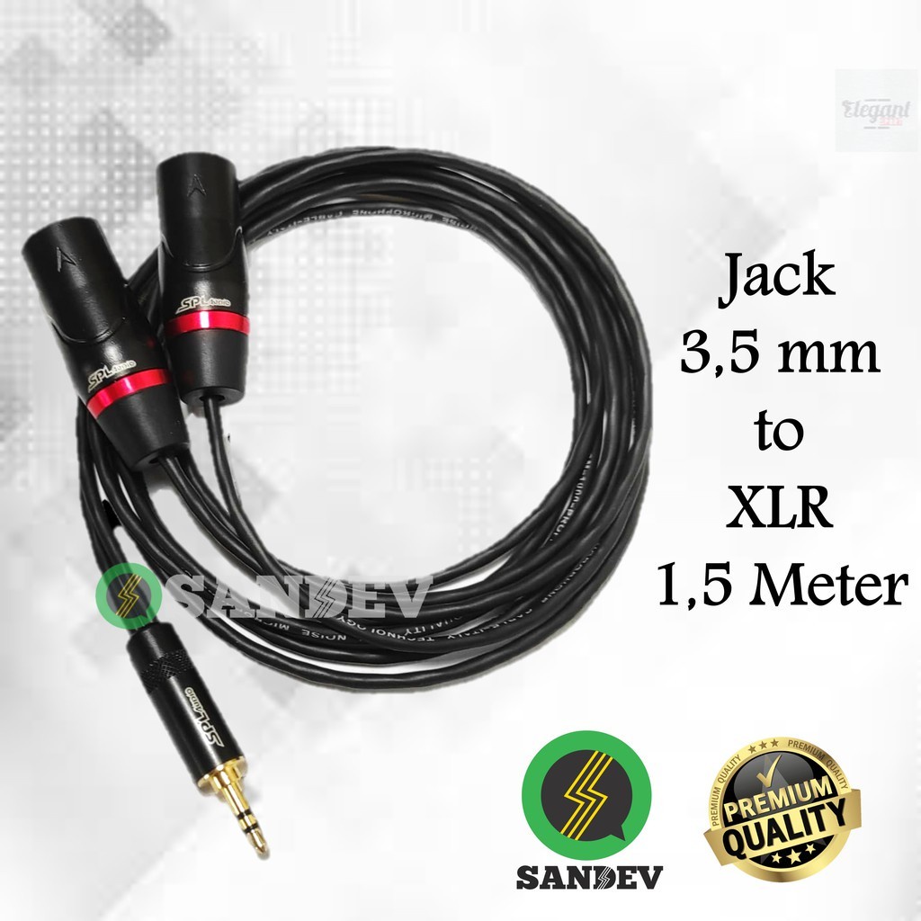 Kabel Jack 3.5 mm to XLR Panjang 1,5 Meter Siap Pakai - Jack HP ke Mixer Premium Quality - Full SPL 