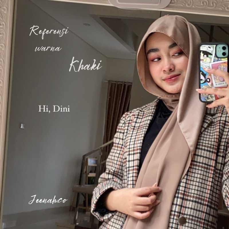 Pashmina Premium Satin Silk Malaysia Textured Crinkle (JAHIT TEPI KECIL SUPER RAPI)-Khaki