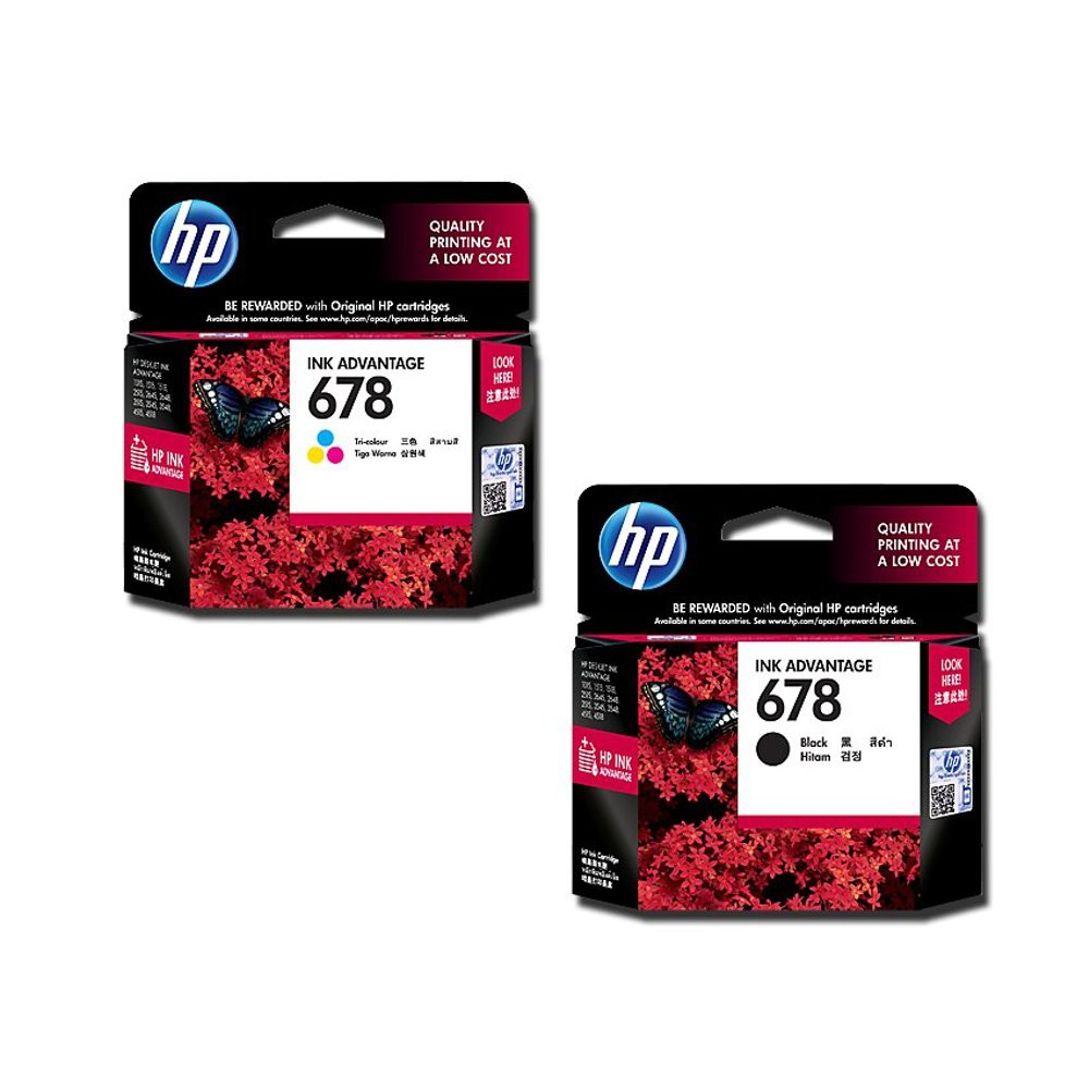 Paket Cartdrige Tinta HP 678 Black &amp; Tricolor Original