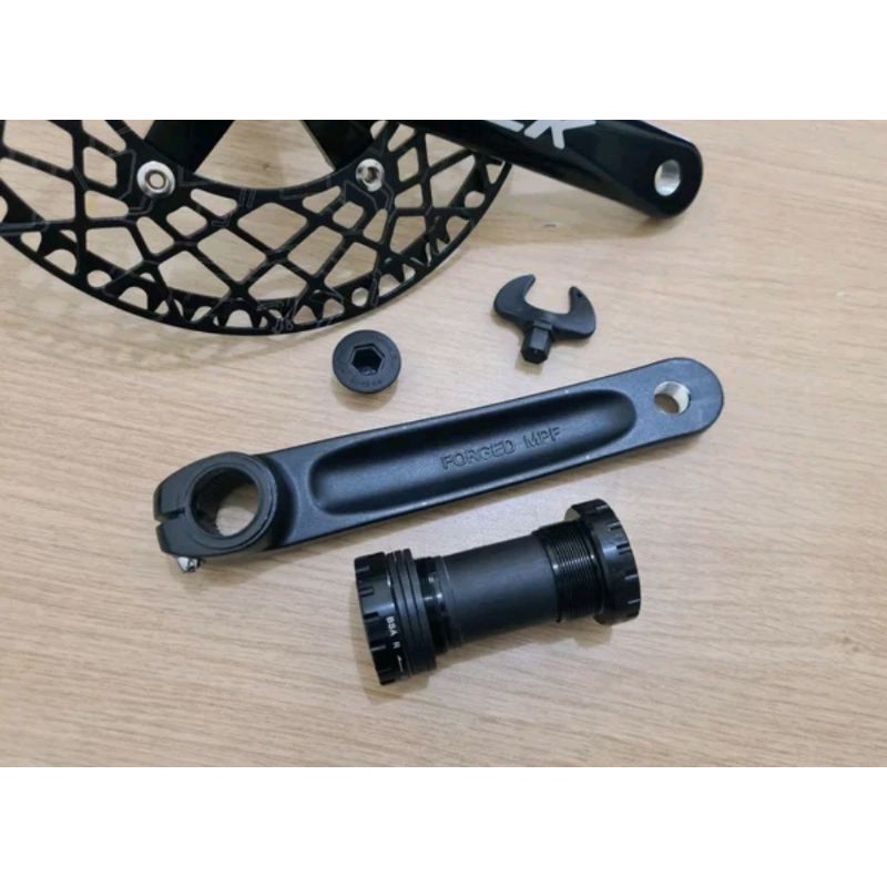 Crank Set HT2 Sepeda Arm SLK Chainring Litepro Spider 53T Black Hollowtech II - Hitam Crankset Folding Bike Roadbike Seli Litepro 53 T 170mm