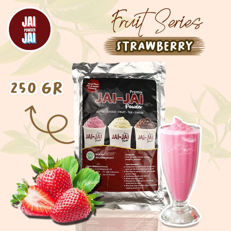 

Bubuk Minuman 250gr - Strawberry - Jai Jai Powder