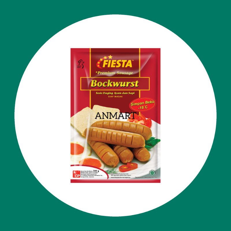 

ANMART | 300gr Bockwurst Sausage / Sosis Isi 5 Fiesta | Frozen Food | Sayur Online