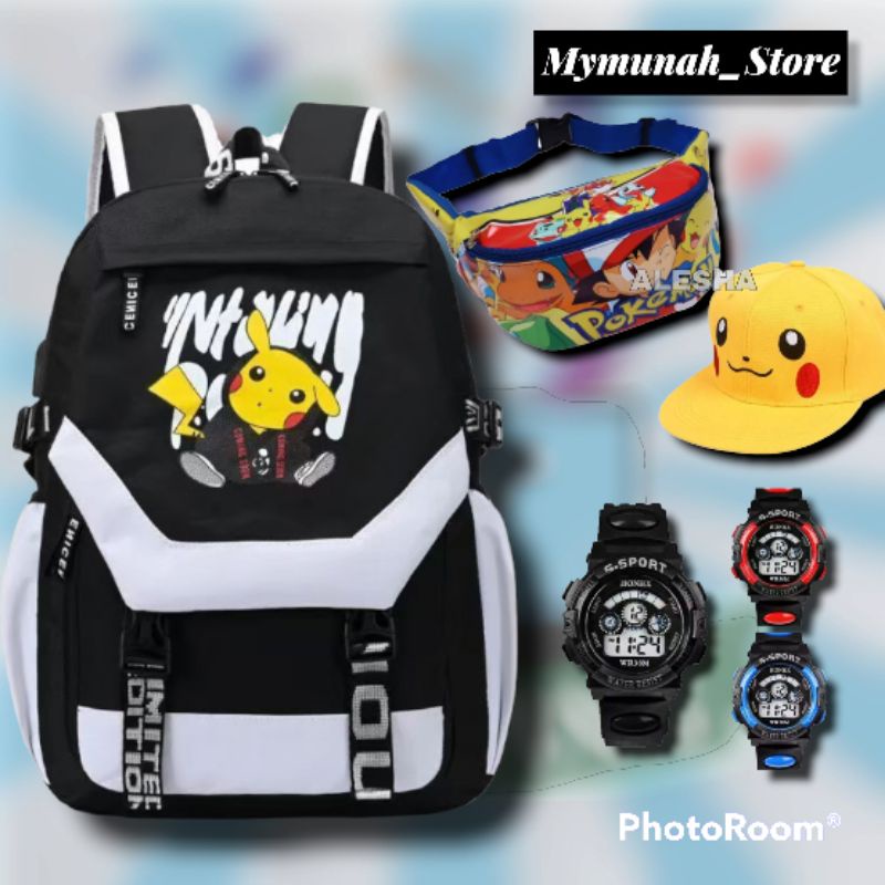 Tas Ransel Sekolah Anak Karakter Pokemon Pikachu Murah