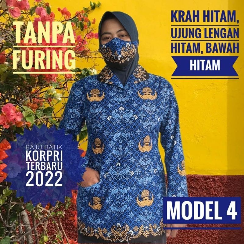 seragam batik korpri model 4 dan 5 Krah hitam terbaru termurah