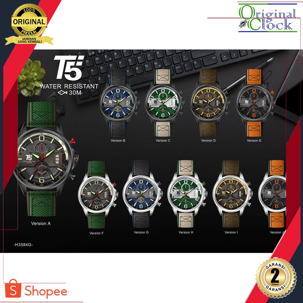 JAM TANGAN PRIA WANITA | RANTAI | KULIT | KARET | MURAH | PRIA T5 H 3584G ORIGINAL WATER RESISTANT D