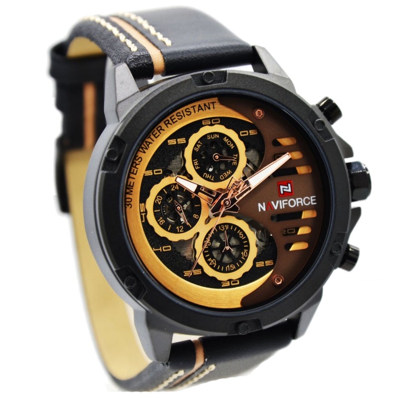 JAM TANGAN NAVIFORCE 9110 M2 KL LA MEN - KULIT - HITAM NAVIFORCE ORIGINAL 9110 JAM NAVIFORCE 9110 JA