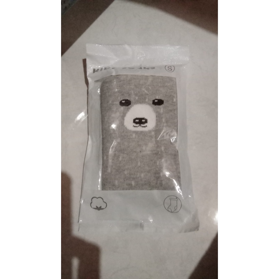 KAOS KAKI BAYI PANJANG DENGKUL LUCU IMUT TEBAL UNIK / KOREAN SHOCK BATITA BALITA-BEAR ABU S