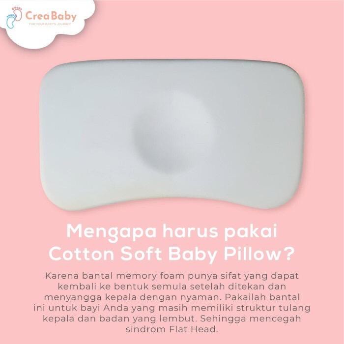 Crea Baby Cotton Soft Memory Foam Baby Pillow - Bantal Peyang Bayi 2 Warna