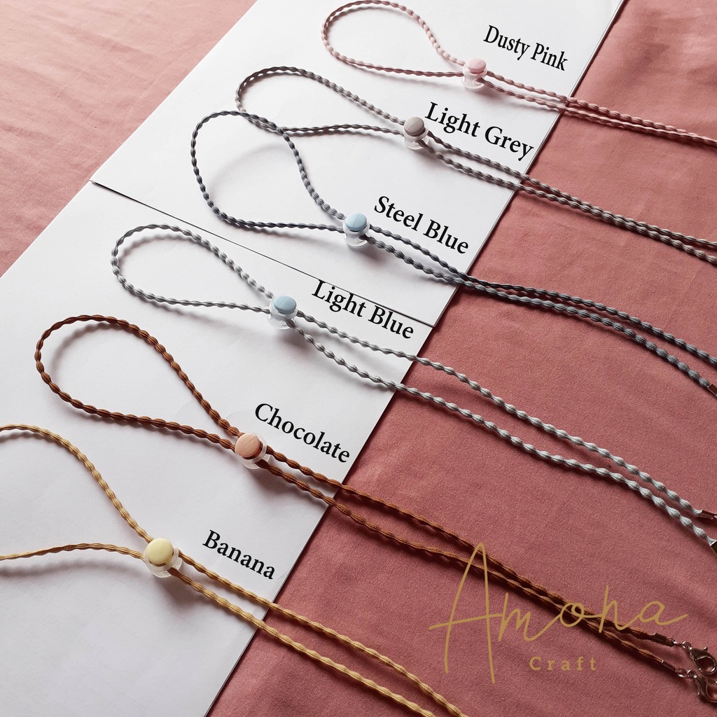 Strap Masker Polos Padi || Kalung Masker Hijab || Konektor Masker || Connector || Tali Masker