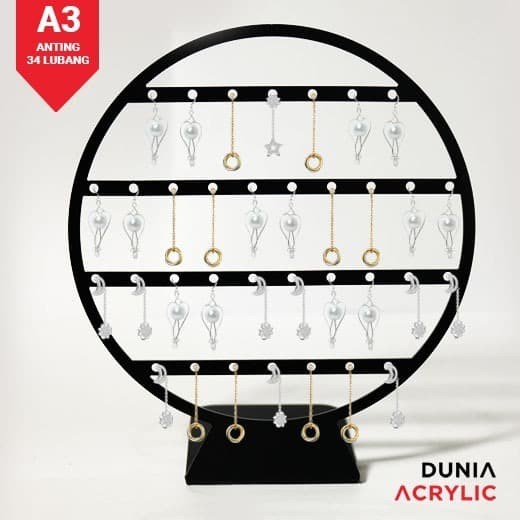 Display Anting A3 Acrylic 34 lubang