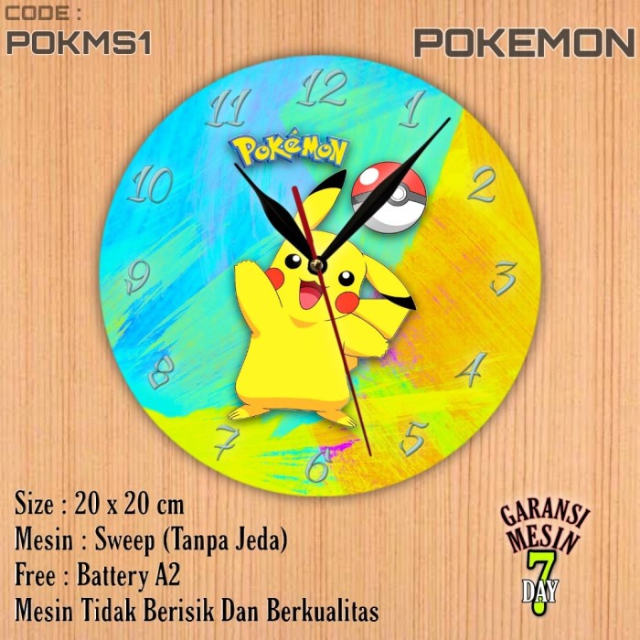 Jam Dinding Kartun Pokemon Pikachu SWEPP MESIN HALUS TIDAK BERISIK