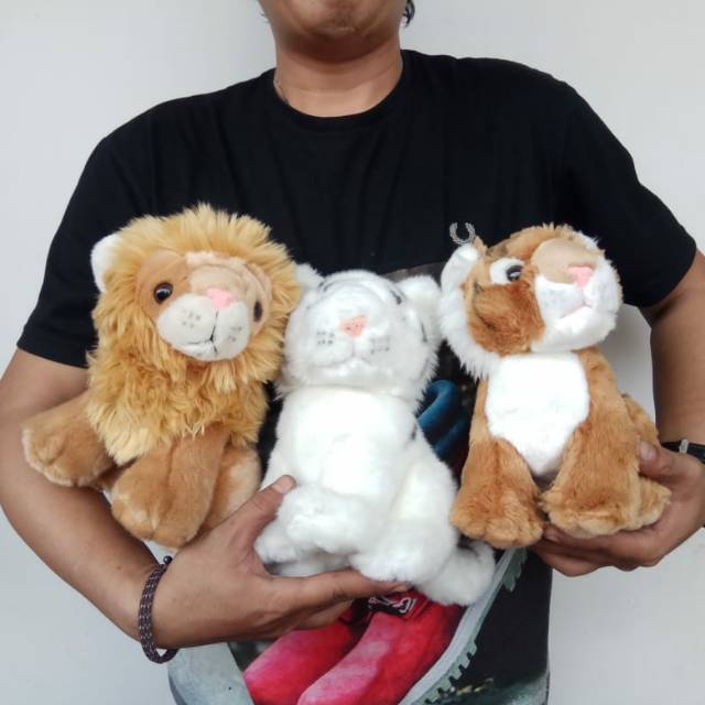 boneka animal tiger singa uk.30cm taman safari macan leon kado anak
