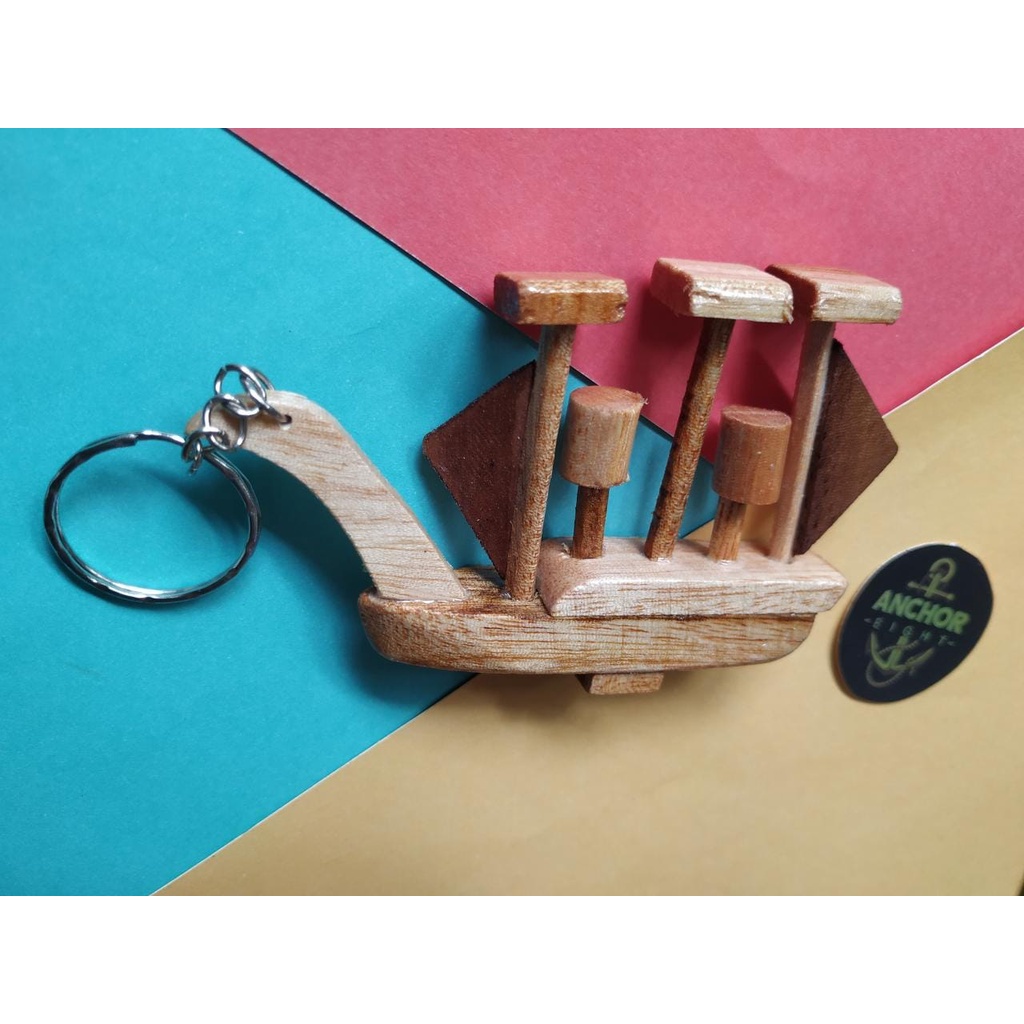 Gantungan Kunci Kapal Layar Kayu Original Premium Gantungan Kapal Gantungan Pelaut