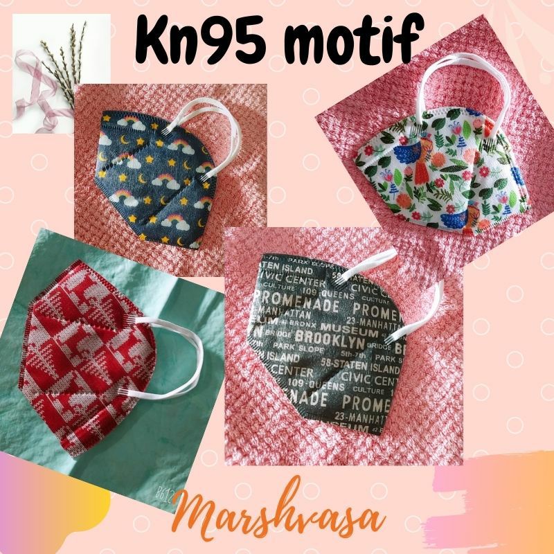 MASKER KN95 MOTIF PRINT KOREA DEWASA TERBARU BUNGA WARNA WARNI GRADASI HALLOWEEN PELANGI ABSTRAK CEW