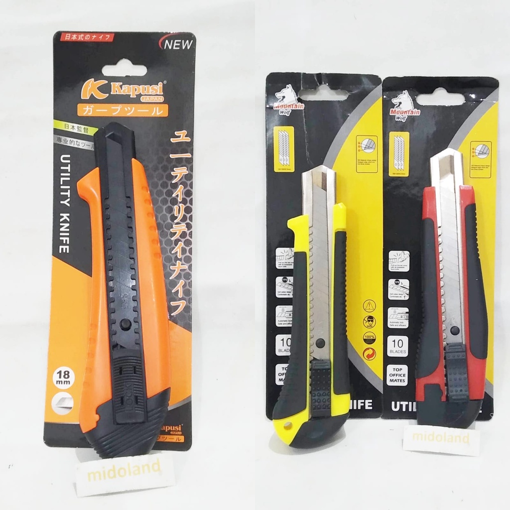 

Pisau Cutter Kater Besi autolock gagang lapis karet