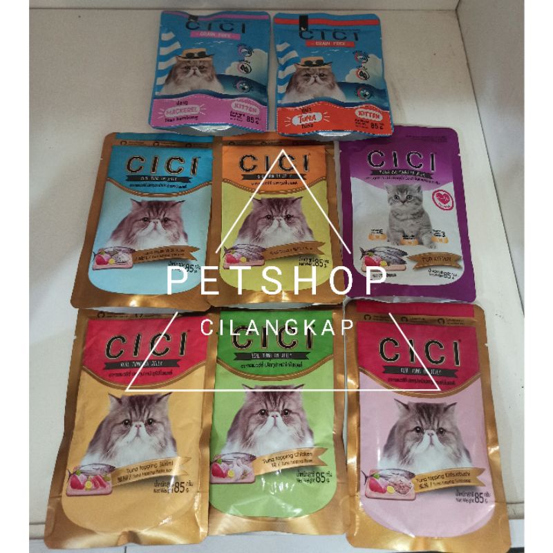 Cici cat sachet all varian 85gram makanan kucing weetfood cici saset